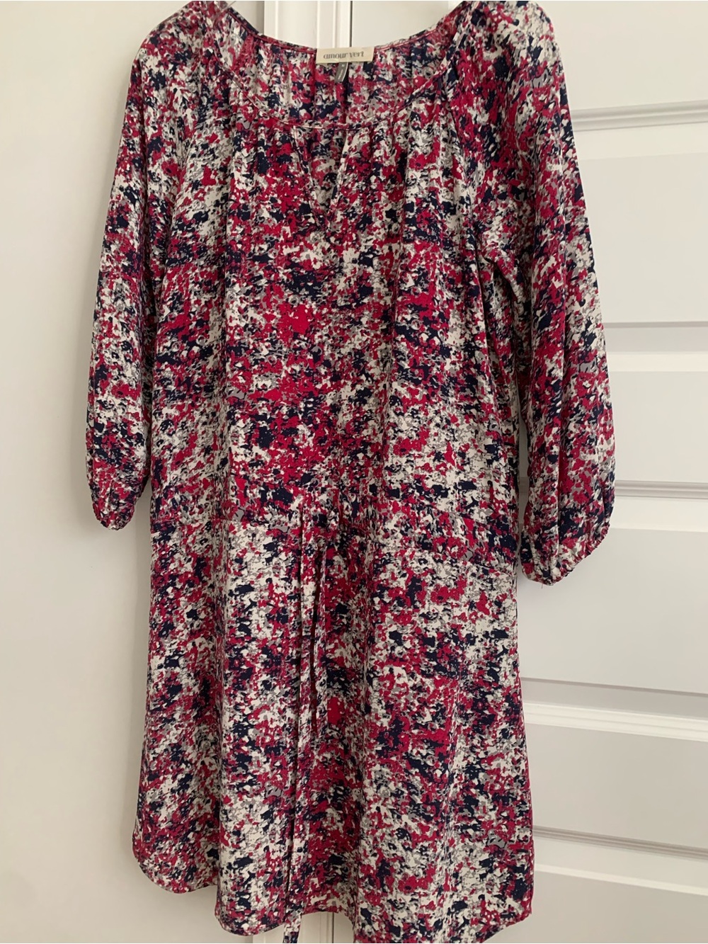 Amour Vert Pink, Navy and White Floral-Effect Casual Dress